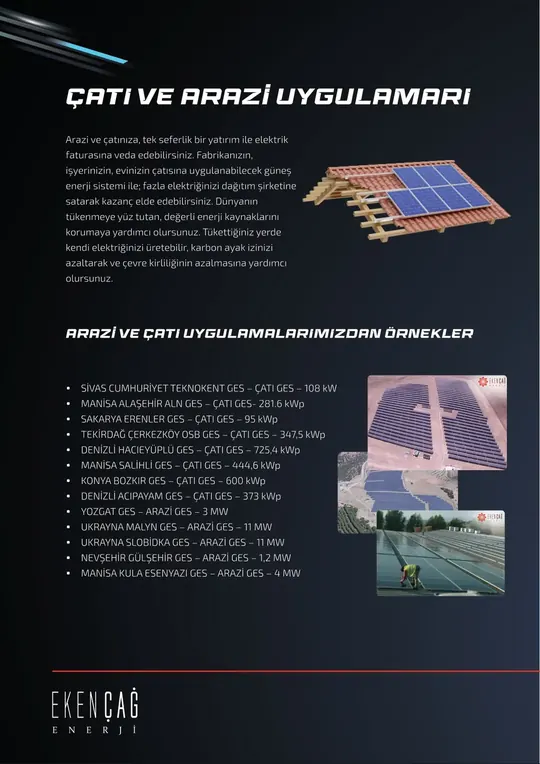Eken Solar Systems — Çatı ve arazi uygulamaları