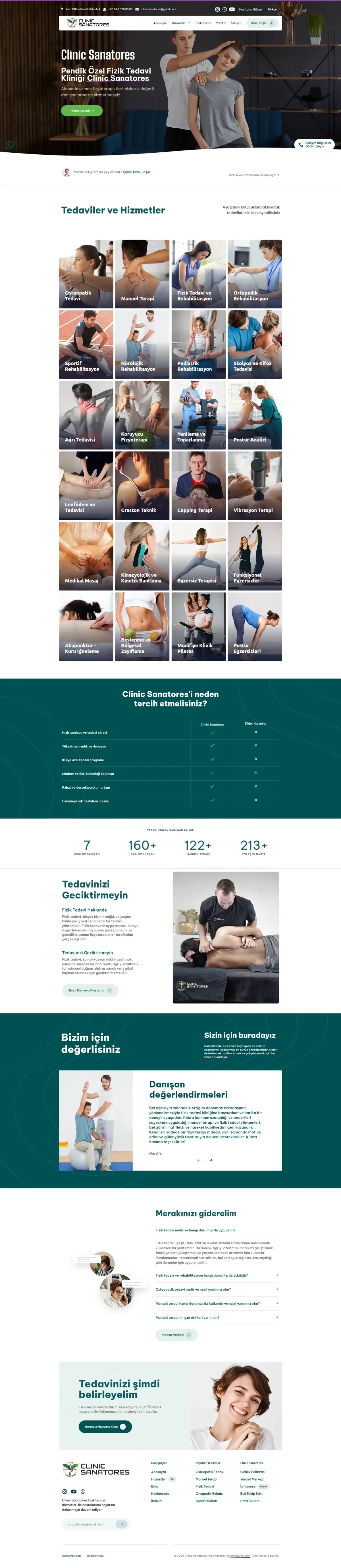 Clinic Sanatores web sitesinin tam sayfa görünümü