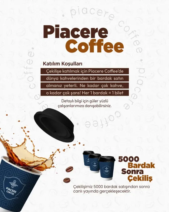 Piacere Coffee — Çekiliş katılım koşulları