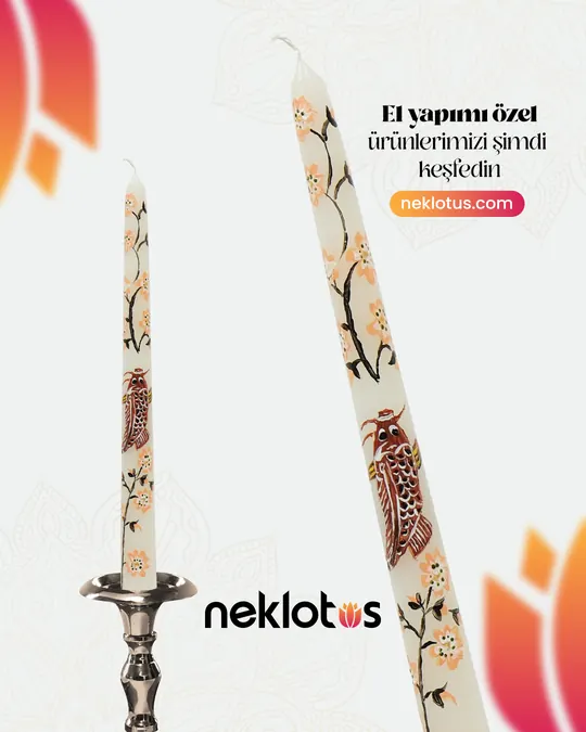 Neklotus — El boyaması beyaz mumlar, ürün karesi