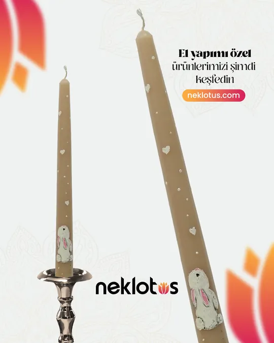 Neklotus — Tavşan desenli bej mumlar