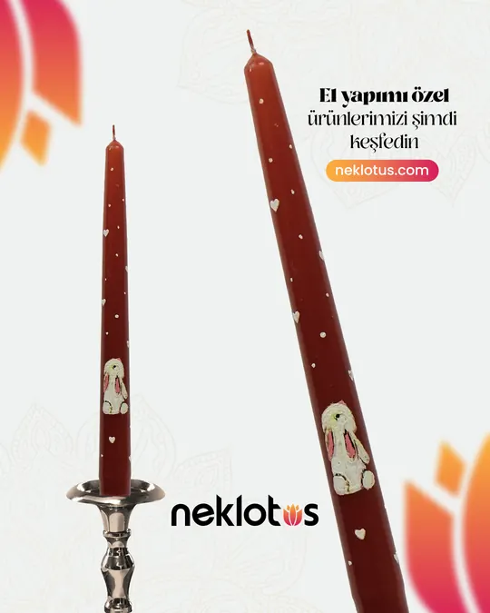 Neklotus — Tavşan desenli bordo mumlar