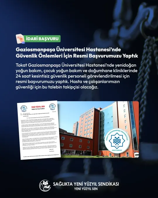 Hastanede güvenlik önlemleri için yapılan idari başvurunun duyurusu