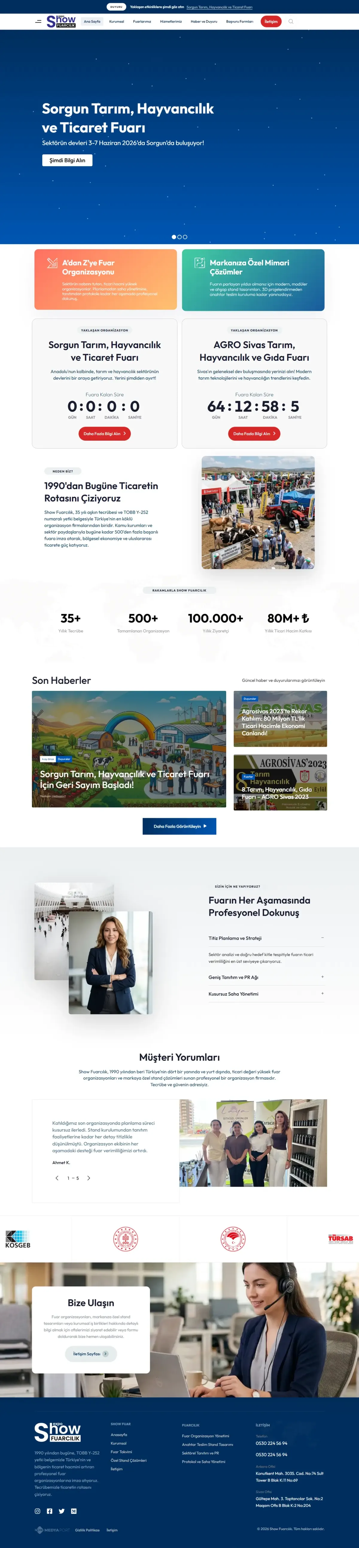 Show Fuar web sitesinin tam sayfa görünümü